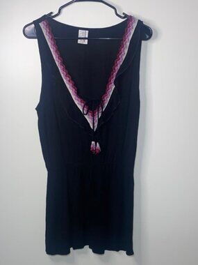 BECCA Black and Pink V-Neck Swim Coverup